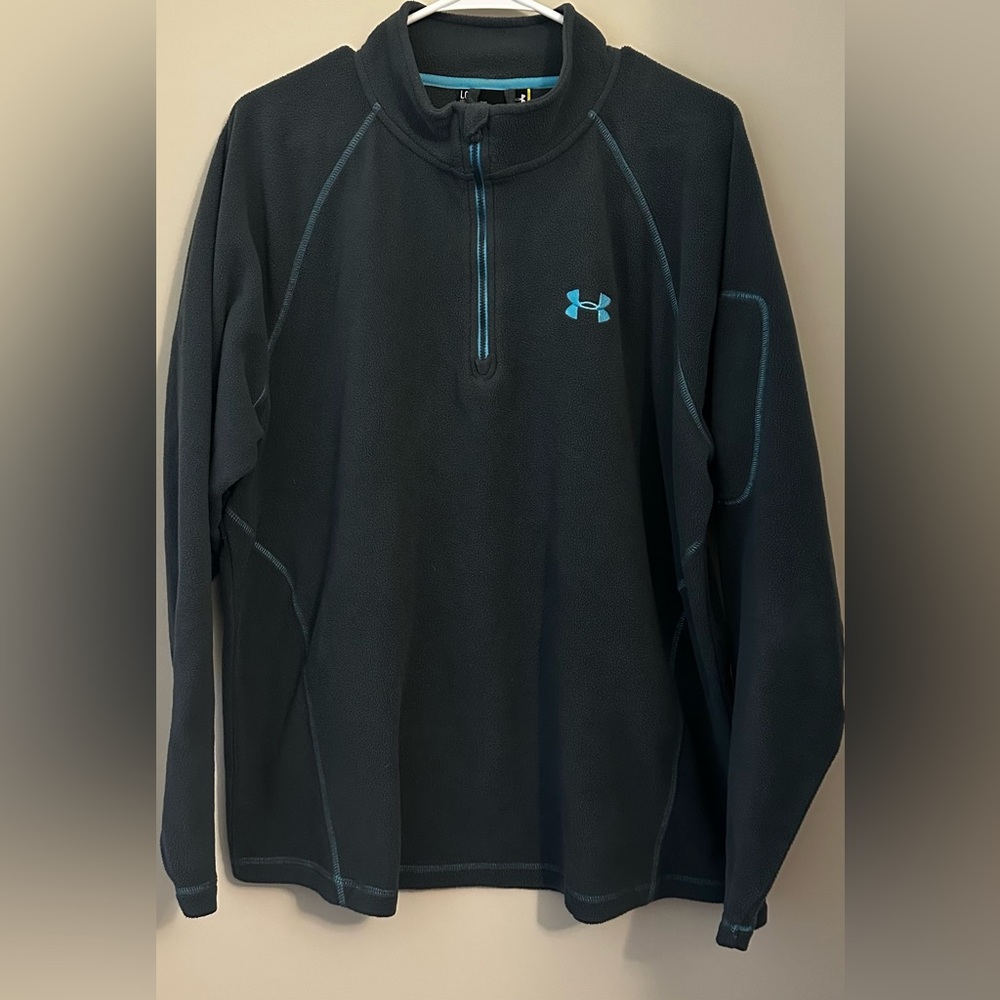 Under Armour Black Quarter-Zip Performance Fleece with Teal Accents Loose fit